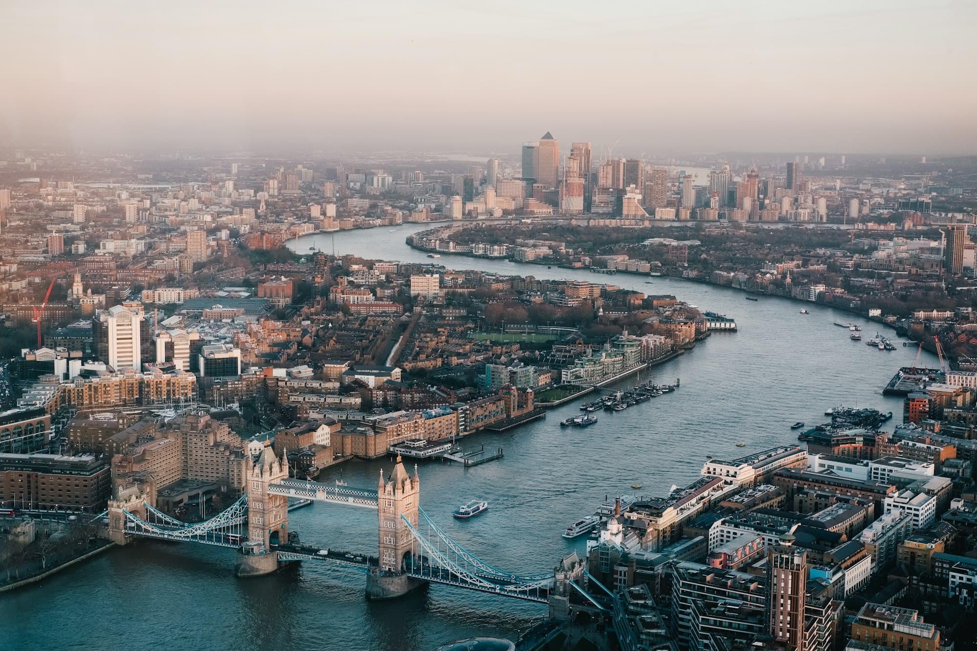 Tower Bridge and the Thames at sunset in London