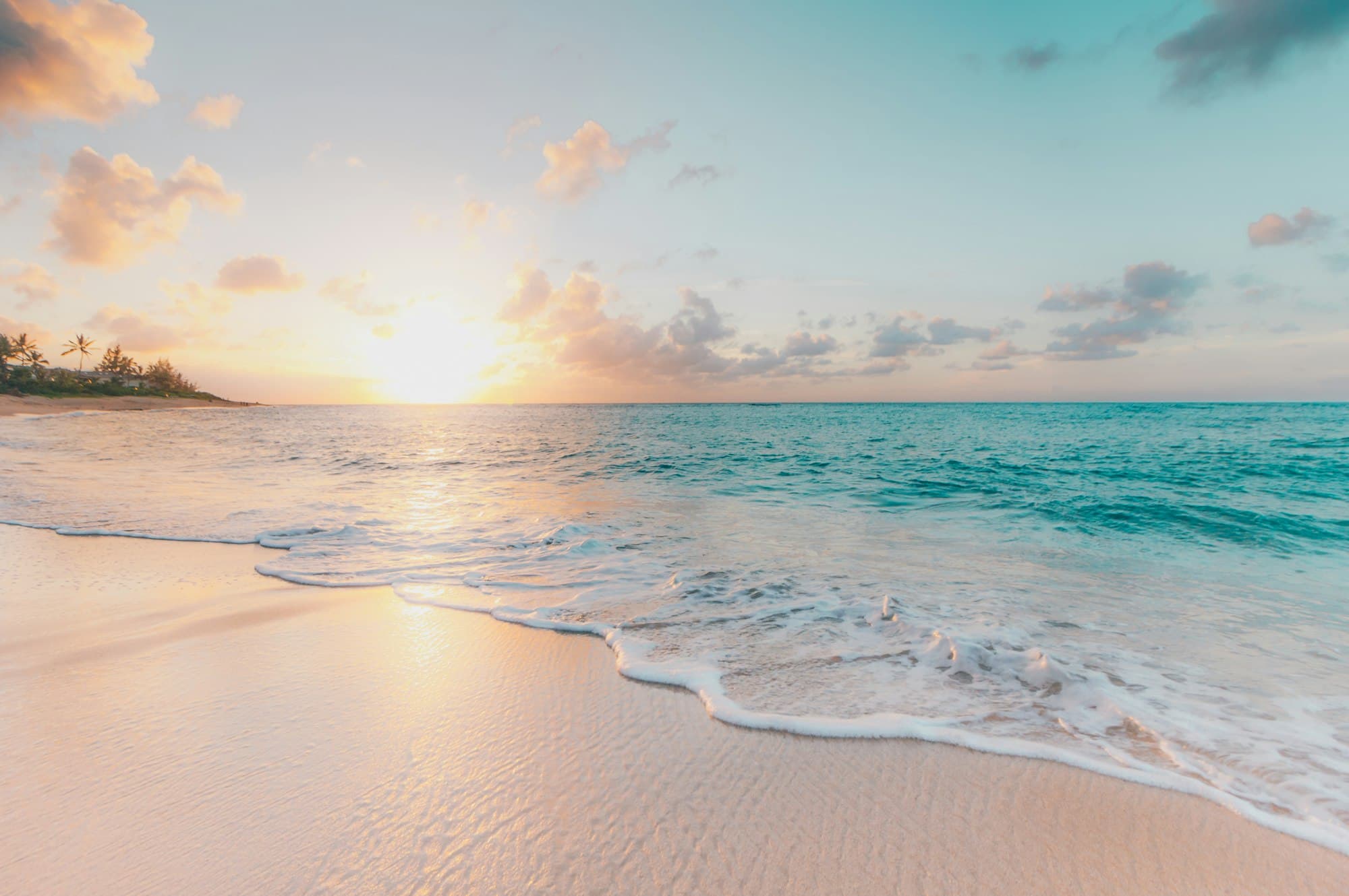 A tropical beach with turquoise water