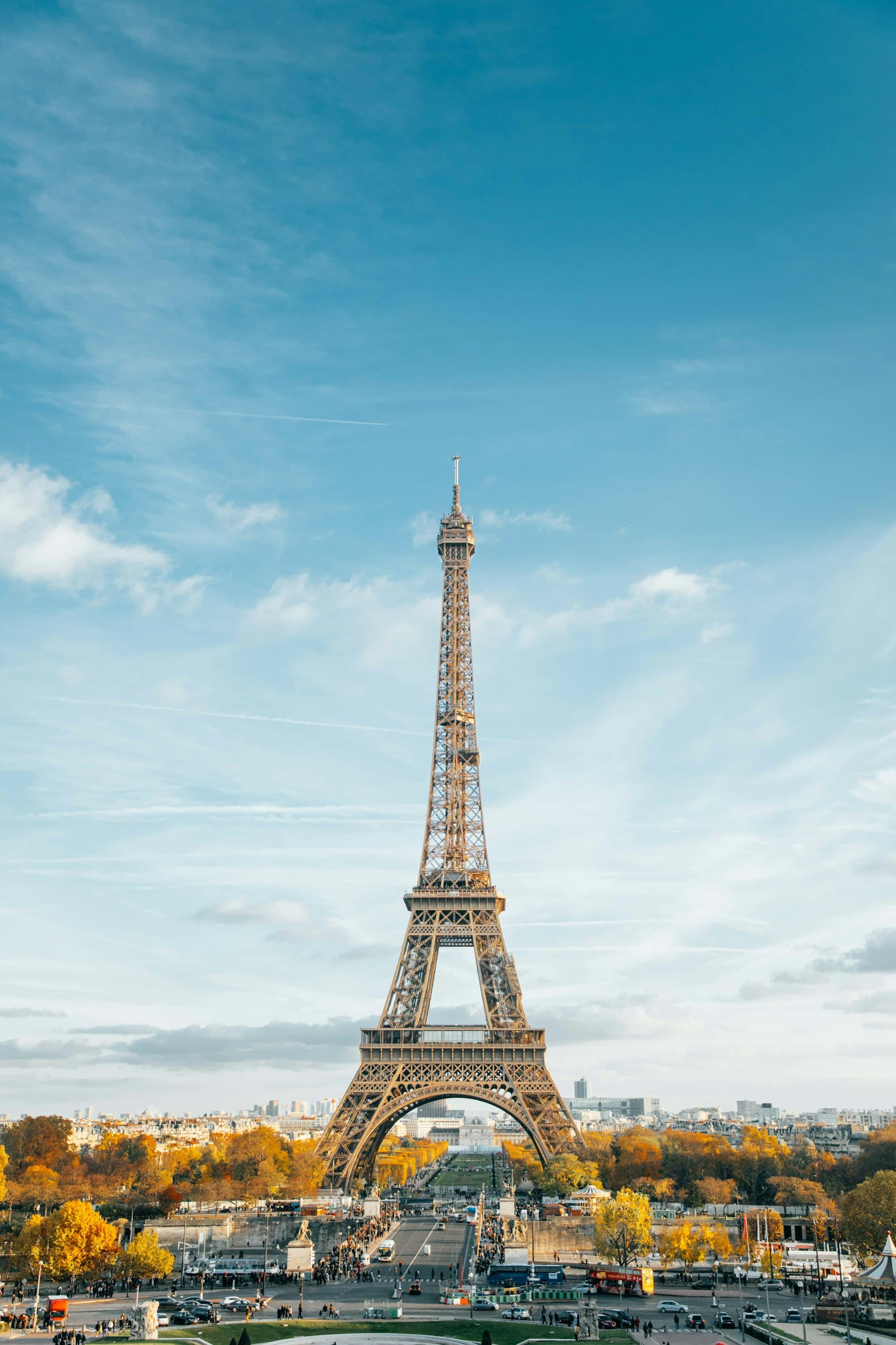 Eiffel Tower at sunset in Paris