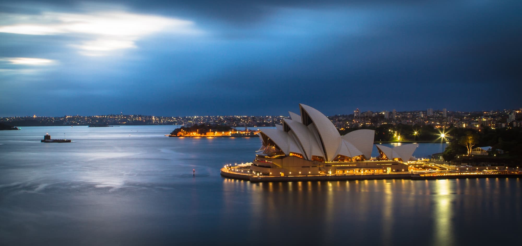 Sydney Opera House and Harbour Bridge at night
